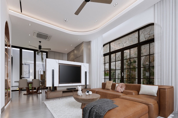 Phòng khách biệt thự anh Quang