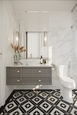 Phối cảnh WC phòng ngủ 1 - biệt thự anh Hoàng