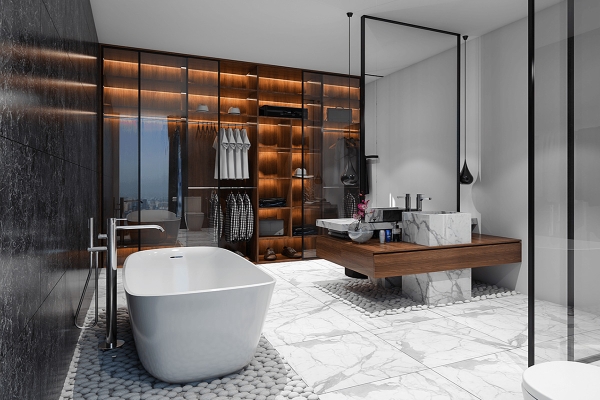 Phối cảnh phòng WC và thay đồ - PN Master BT anh Lâm
