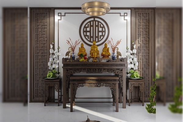 Phối cảnh phòng thờ - BT nhà anh Lâm