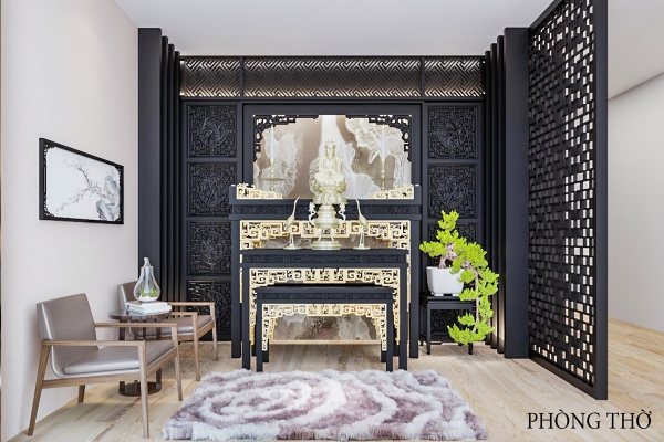 Phối cảnh phòng thờ nhà anh Đăng