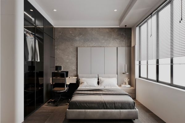 Bàn làm việc được bố trí ở đầu giường