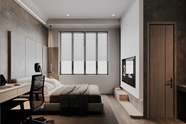 Phòng ngủ được bố trí cửa sổ giúp không gian sáng sủa và thoáng đãng hơn