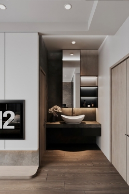 Lavabo được đặt ở bên ngoài tạp sự thuận tiện và điểm nhấn độc đáo
