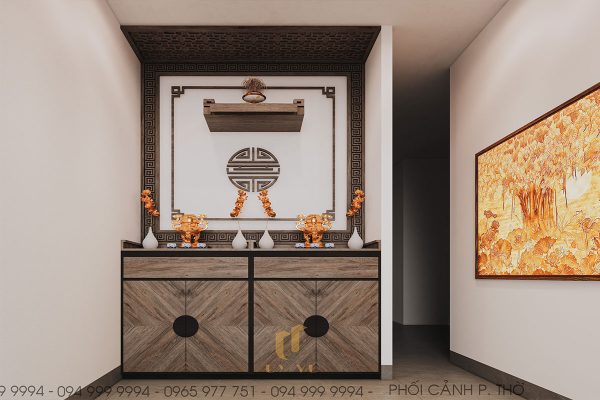 Biệt thự anh Cảnh - Phối cảnh phòng thờ