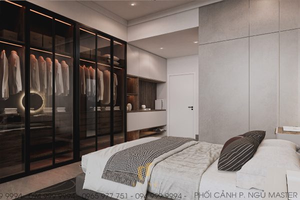 Biệt thự anh Cảnh - Phối cảnh phòng ngủ master
