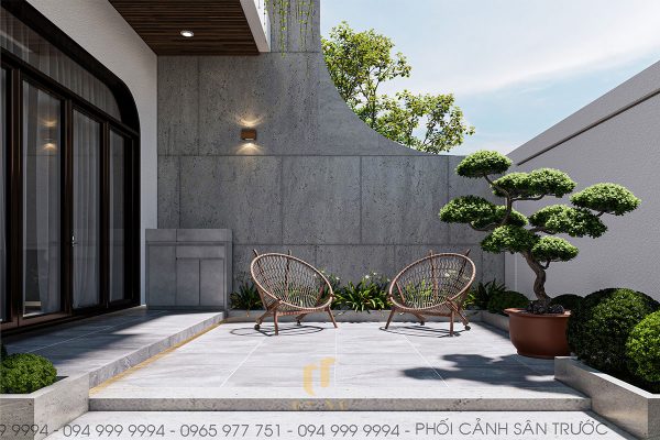 Biệt thự anh Cảnh - Phối cảnh sân trước