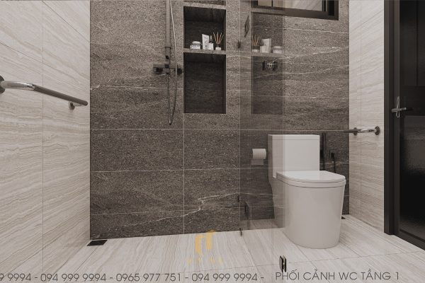 Biệt thự anh Cảnh - Phối cảnh wc tầng 1