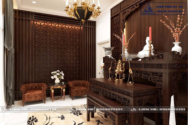 Phối cảnh không gian phòng thờ - biệt thự anh Huy