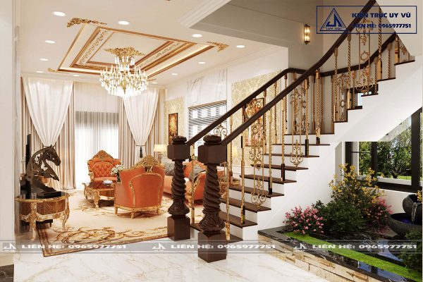 Biệt thự anh Huy - Phối cảnh cầu thang phong cách tân cổ điển