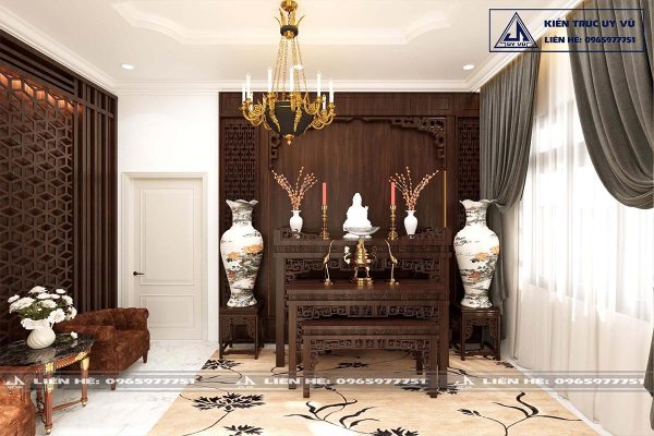Phối cảnh phòng thờ - biệt thự anh Huy