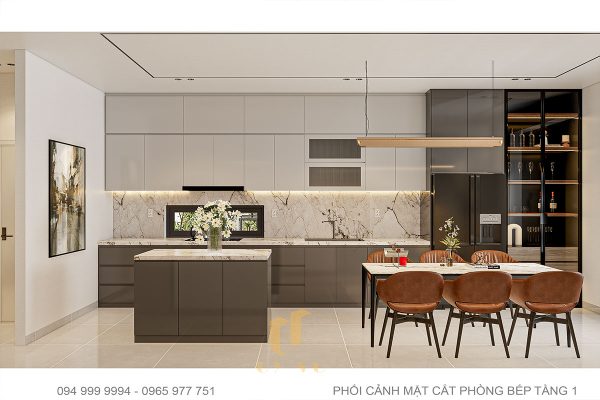 Không gian phòng bếp liền kề phòng ăn