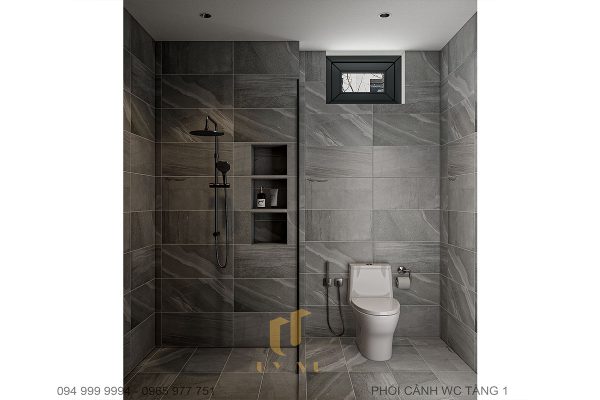 Biệt thự anh Nhân - Phối cảnh wc master tầng 1