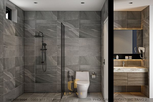 Biệt thự anh Nhân - Phối cảnh wc tầng 2