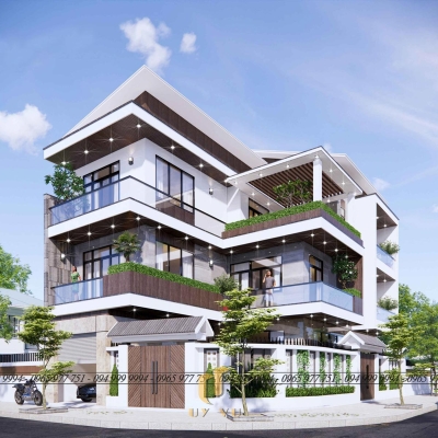 Phối cảnh mặt tiền biệt thự chị Quỳnh Anh