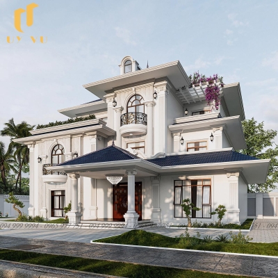 Thiết kế mẫu nhà biệt thự anh Hiếu 3 tầng tân cổ điển