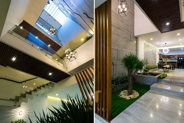 Giếng trời và tiểu cảnh công trình nhà phố anh Bội