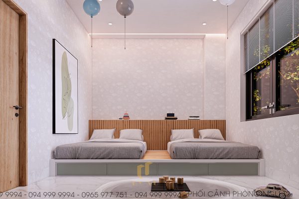 Phòng ngủ 2 giường cho con nhỏ tại H'House