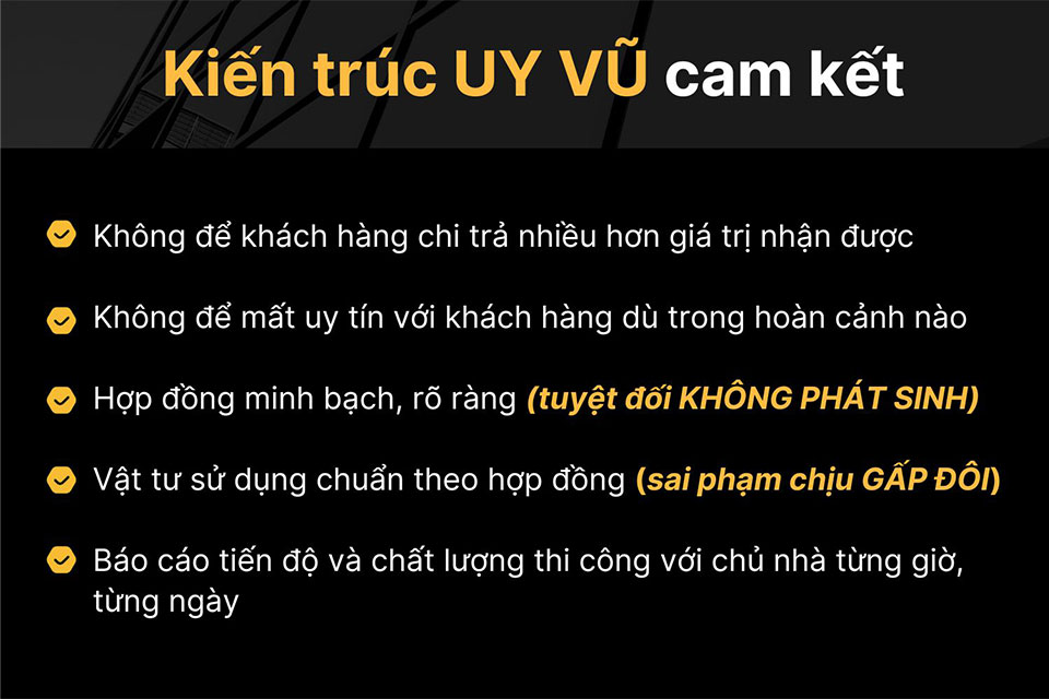 THIẾT KẾ THI CÔNG BIỆT THỰ kiến trúc Uy Vũ Đà Nẵng cam kết