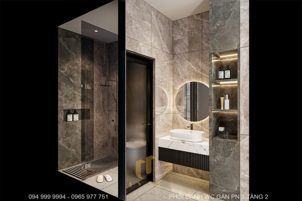 Kệ để đồ được thiết kế âm tường vừa độc đáo vừa giúp tiết kiệm diện tích
