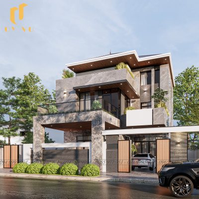 Mặt tiền biệt thự nhà anh Hùng