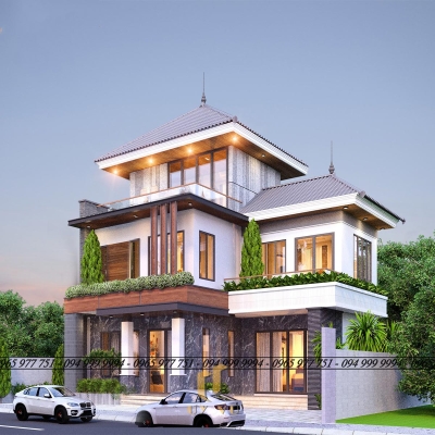 Mặt tiền phối cảnh nhà anh Công
