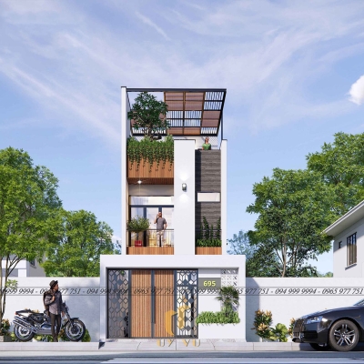 Mặt tiền phối cảnh nhà anh Hùng