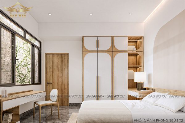 Phối cảnh phòng ngủ 3 tầng 2 nhà anh Hà