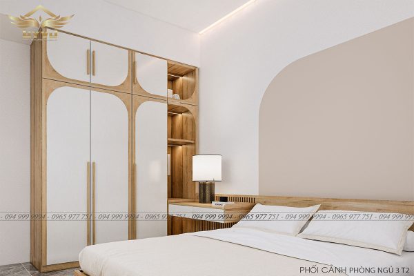 Phối cảnh phòng ngủ tầng 2 nhà anh Hà