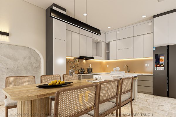 Thiết kế L'House 2 tầng Đà Nẵng với phòng bếp ấm áp
