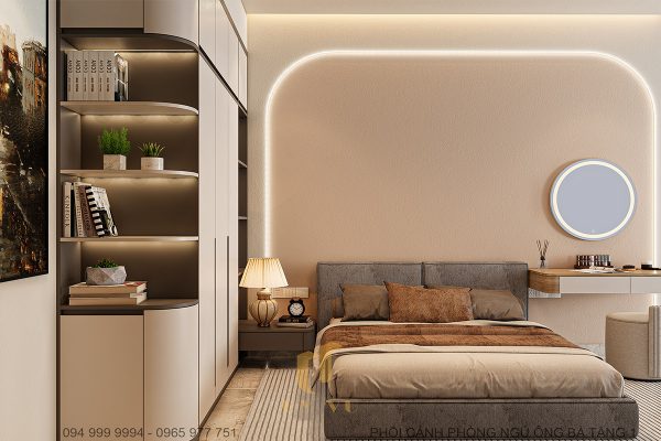 Giường ngủ và tủ quần áo đặt gần nhau tăng sự tiện nghi khi sử dụng