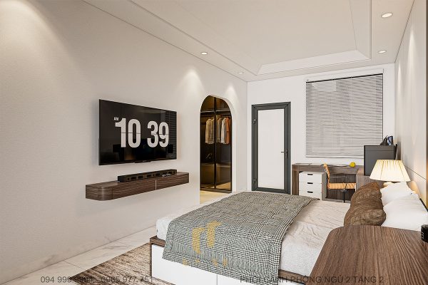 Nhà vệ sinh và phòng thay đồ được đặt trong phòng ngủ của nhà phố P'House 3 tầng Đà Nẵng