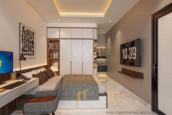 Phòng ngủ 4 với thiết kế tiện lợi và ấm áp