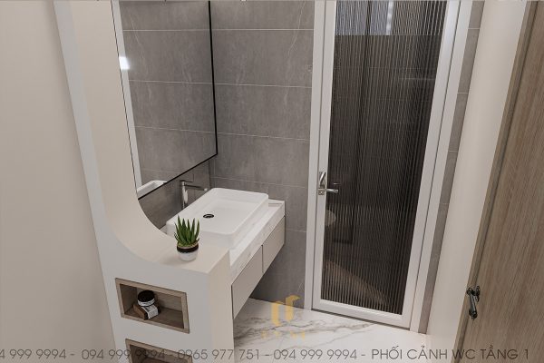 WC rộng rãi, có đầy đủ công năng và tiện ích