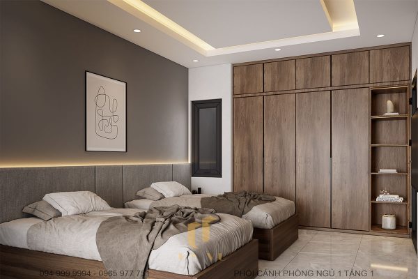 Tủ gỗ lớn phù hợp với nhu cầu, hệ thống chiếu sáng được bố trí hợp lí