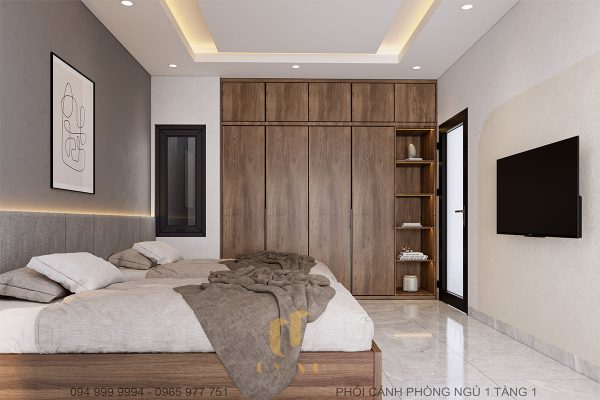 Phòng ngủ 1 với nội thất nhẹ nhàng, tinh tế