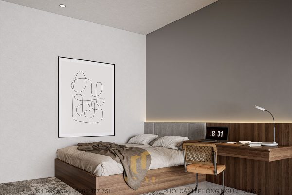 Góc làm việc nhỏ gọn, tiện lợi cạnh giường ngủ