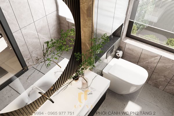 WC của nhà phố P'House 3 tầng hiện đại Đà Nẵng nhận được ánh sáng tự nhiên nhờ được thiết kế có cửa sổ