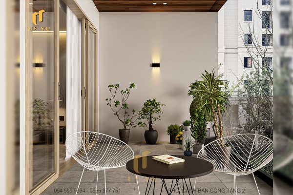 Phối cảnh ban công tầng 2 nhà chị Diễm