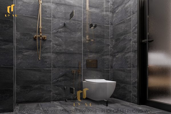 Phối cảnh bên trong phòng WC biệt thự anh Vỹ