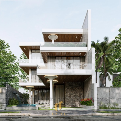 Phối cảnh biệt thự mặt tiền nhà chị Diễm