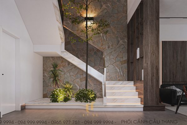 Phối cảnh cầu thang - biệt thự anh Cảnh