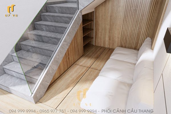 Phối cảnh cầu thang biệt thự Anh Vỹ