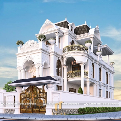 Thiết kế mẫu nhà biệt thự anh Đăng 3 tầng tân cổ điển