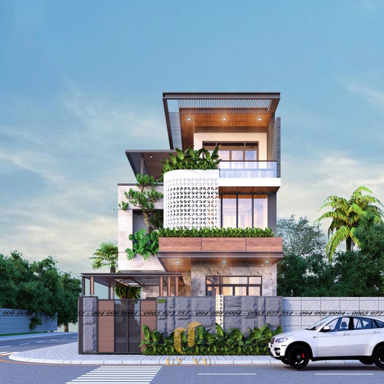 Phối cảnh mặt tiền biệt thự anh Hoàn