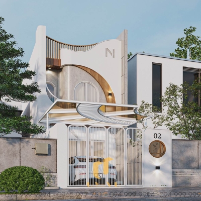 Phối cảnh mặt tiền ngoài nhà anh Ngọc
