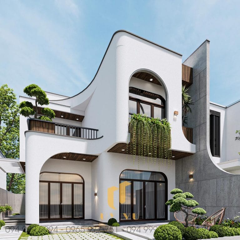 THIẾT KẾ BIỆT THỰ Phối cảnh mặt tiền nhà anh Cảnh