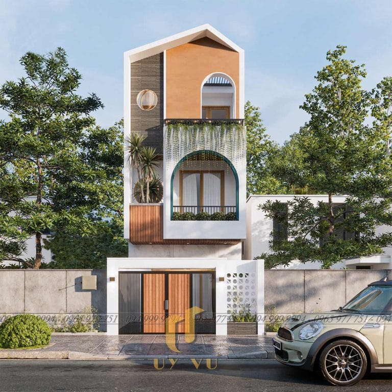 P'House 3 tầng Đà Nẵng thiết kế mái chéo phá cách