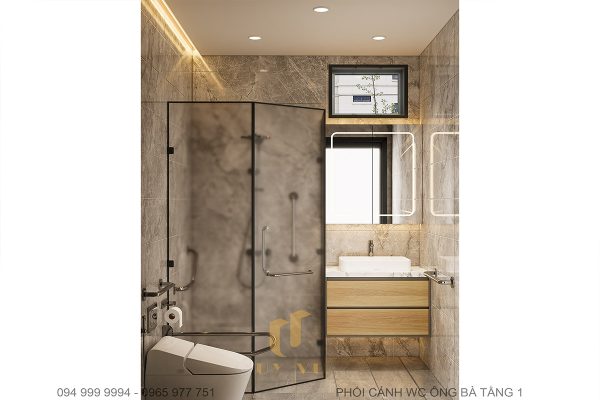Nhà vệ sinh thông thoáng, tiện nghi tại nhà phố L'House 2 tầng Đà Nẵng
