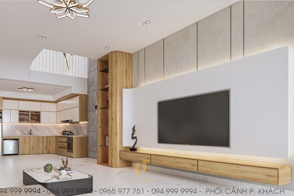 Kệ tivi, tủ sách được thiết kế gọn gàng